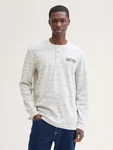 TOM TAILOR Kurzarmshirt Henley-Shirt Regular Fit Grau/Khaki/Weiß/Creme