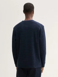 TOM TAILOR Kurzarmshirt Henley-Shirt Regular Fit Dunkelblau/Hellblau