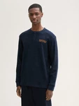 TOM TAILOR Kurzarmshirt Henley-Shirt Regular Fit Dunkelblau/Hellblau