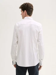 TOM TAILOR Langarmhemd Stretch Hemd Struktur Weiß/Creme