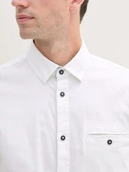 TOM TAILOR Langarmhemd Stretch Hemd Struktur Weiß/Creme