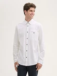 TOM TAILOR Langarmhemd Stretch Hemd Struktur Weiß/Creme