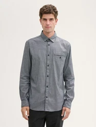 TOM TAILOR Langarmhemd Stretch Hemd Struktur Grau/Hellgrau/Dunkelgrau/Dunkelblau