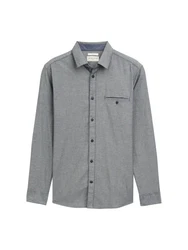 TOM TAILOR Langarmhemd Stretch Hemd Struktur Grau/Hellgrau/Dunkelgrau/Dunkelblau