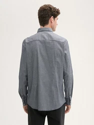 TOM TAILOR Langarmhemd Stretch Hemd Struktur Grau/Hellgrau/Dunkelgrau/Dunkelblau