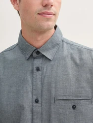 TOM TAILOR Langarmhemd Stretch Hemd Struktur Grau/Hellgrau/Dunkelgrau/Dunkelblau