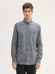 TOM TAILOR Langarmhemd Stretch Hemd Struktur Grau/Hellgrau/Dunkelgrau/Dunkelblau