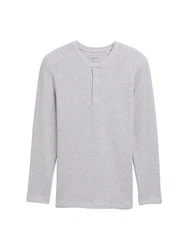TOM TAILOR Denim T-Shirt Henley Langarmshirt Grau/Hellgrau