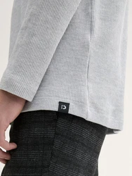 TOM TAILOR Denim T-Shirt Henley Langarmshirt Grau/Hellgrau