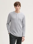 TOM TAILOR Denim T-Shirt Henley Langarmshirt Grau/Hellgrau