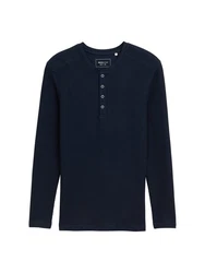 TOM TAILOR Denim T-Shirt Henley Langarmshirt Dunkelblau/Hellblau/Lila/Blau
