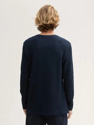 TOM TAILOR Denim T-Shirt Henley Langarmshirt Dunkelblau/Hellblau/Lila/Blau