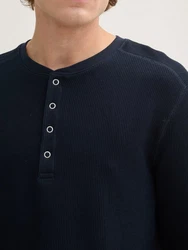 TOM TAILOR Denim T-Shirt Henley Langarmshirt Dunkelblau/Hellblau/Lila/Blau