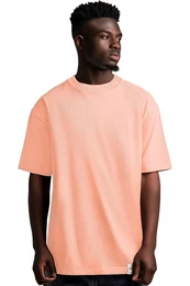 Oversize-Shirt Casual Kurzarm T-shirt 23RS041 Old Pink XL mit Stitching am Kragen