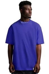 Oversize-Shirt Casual Kurzarm T-shirt 23RS041 Light Purple XXL mit Stitching am Kragen