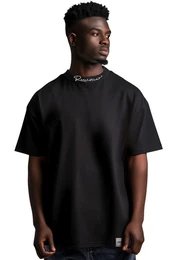 Oversize-Shirt Casual Kurzarm T-shirt 23RS041 Black S mit Stitching am Kragen