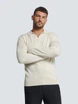 NO EXCESS Rundhalspullover Polokragen-Pullover Khaki/Beige/Creme/Rot/Weiß