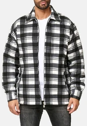 Egomaxx Blouson Fleece Hemd Holzfäller Jacke Karierte Arbeitsjacke (2594) Schwarz/Dunkelgrau