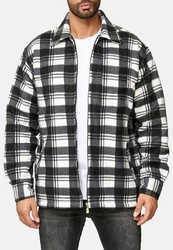 Egomaxx Blouson Fleece Hemd Holzfäller Jacke Karierte Arbeitsjacke (2594) Schwarz/Dunkelgrau