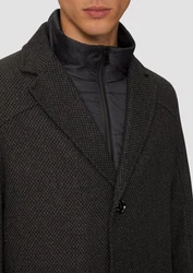 s.Oliver BLACK LABEL Langmantel Wattierter Wollmix-Mantel Schwarz
