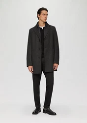 s.Oliver BLACK LABEL Langmantel Wattierter Wollmix-Mantel Schwarz