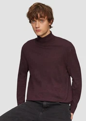 QS Strickpullover mit Rollkragen pflaume