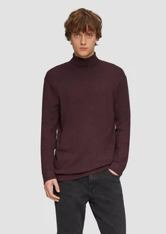 QS Strickpullover mit Rollkragen pflaume
