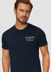 s.Oliver Kurzarmshirt mit Frontprint Artwork Dunkelblau