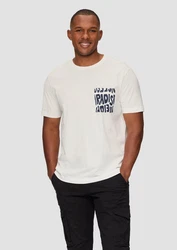 QS Kurzarmshirt T-Shirt aus Jersey mit Print Beige/Weiß