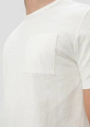 s.Oliver Kurzarmshirt T-Shirt mit Brusttasche Weiß/Creme