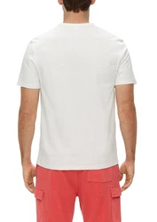 s.Oliver Kurzarmshirt T-Shirt mit Brusttasche Weiß/Creme
