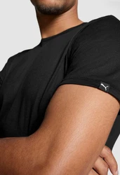 PUMA T-Shirt Basic mit Markenlabel Schwarz/Dunkelblau