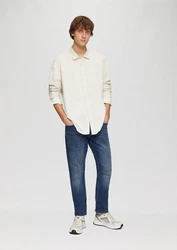 QS Langarmhemd Regular Fit Weiß/Beige