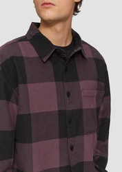 QS Langarmhemd Relaxed Fit Dunkelrot/Lila/Bordeaux
