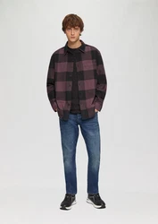 QS Langarmhemd Relaxed Fit Dunkelrot/Lila/Bordeaux