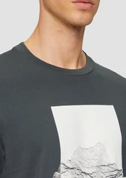 s.Oliver Kurzarmshirt Crew-Neck-Shirt Frontprint Dunkelgrau/Dunkelblau/Grau/Hellblau/Hellgrau
