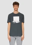 s.Oliver Kurzarmshirt Crew-Neck-Shirt Frontprint Dunkelgrau/Dunkelblau/Grau/Hellblau/Hellgrau