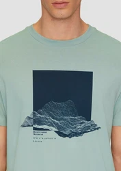 s.Oliver Kurzarmshirt Crew-Neck-Shirt Frontprint Grün/Hellblau/Hellgrün/Türkis/Blau