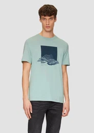 Kurzarmshirt Crew-Neck-Shirt mit Frontprint