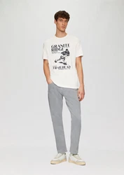 s.Oliver Kurzarmshirt Crew-Neck-Shirt Frontprint Beige/Weiß/Gelb