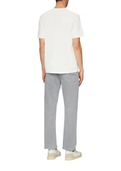 s.Oliver Kurzarmshirt Crew-Neck-Shirt Frontprint Beige/Weiß/Gelb