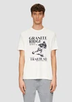 s.Oliver Kurzarmshirt Crew-Neck-Shirt Frontprint Beige/Weiß/Gelb