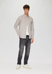 s.Oliver Langarmhemd Regular Fit Button-Down Kragen Grau/Hellgrau/Beige/Khaki/Braun