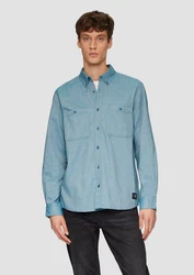 s.Oliver Langarmhemd Regular Fit Button-Down Kragen Hellblau/Blau
