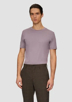 s.Oliver BLACK LABEL Kurzarmshirt Jerseyshirt im Slim Fit Lila