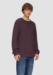 Strickpullover Melierter Strickpullover mit Rippstruktur