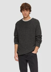QS Strickpullover Dunkelgrau/Grau/Hellgrau