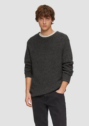 Strickpullover Melierter Strickpullover mit Rippstruktur