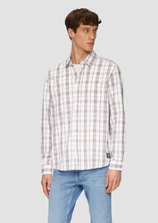 s.Oliver Langarmhemd Regular Fit Weiß/Rot/Creme/Braun