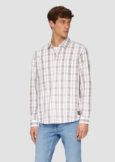 s.Oliver Langarmhemd Regular Fit Weiß/Rot/Creme/Braun